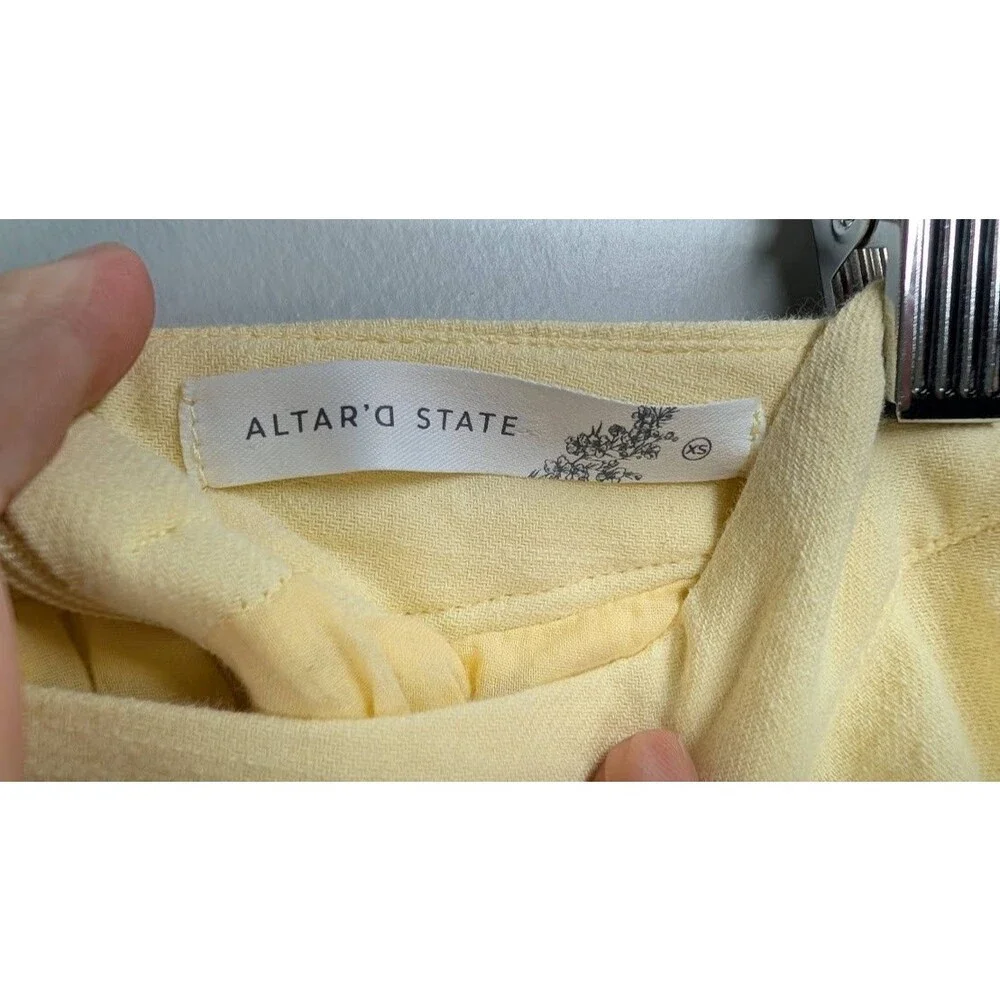Altar’d State Midi Skirt Butter Yellow Women’s XS EUC Linen Blend